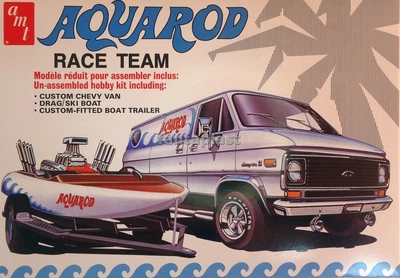 Сборная модель Aqua Rod Race Team 1975 Chevy Van, Race Boat & Trailer AMT (1338)