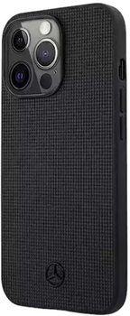 Etui Mercedes Leather Meshed Metal Logo do Apple iPhone 13/13 Pro Black (3666339020910)