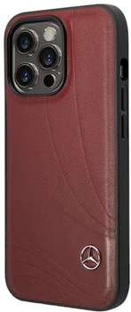 Etui Mercedes Leather Wave Pattern do Apple iPhone 14 Pro Red (3666339081485)