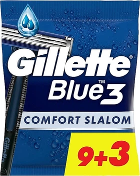 Набор одноразовых станков для бритья, 12 шт - Gillette Blue 3 Comfort Slalom 12шт (1226420-140770)
