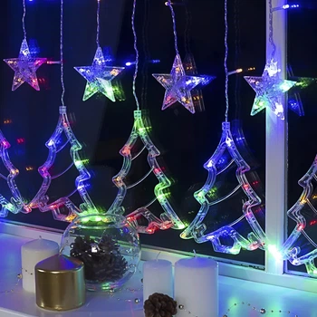 Гирлянда светодиодная GarlandoPro 1733069ML штора 120LED Звезды и елки размер 3х0,9 м мультиколор (127-107-1733069ML)