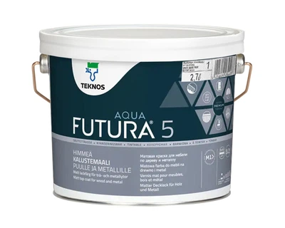 Емаль уретан-алкідна TEKNOS FUTURA AQUA 5 водорозчинна біла (база1) 2,7л