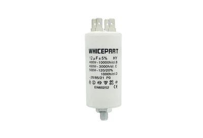Конденсатор пусковой / рабочий Whicepart 12 мкф 450 В (выход 4 клеммы)+болт
