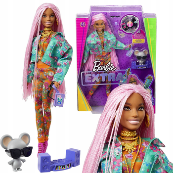 Lalka z akcesoriami Mattel Barbie Extra Pink Braids (887961955002)