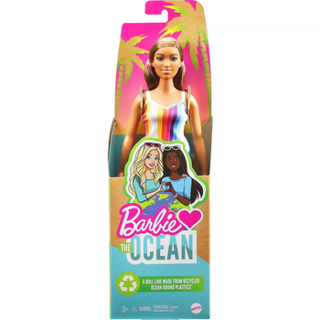 Lalka Mattel Barbie Loves the Ocean Sukienka w paski Brązowe włosy (887961899894)