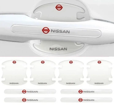 Защитные накладки под/на ручки дверей авто от царапин с логотипом NISSAN 8шт