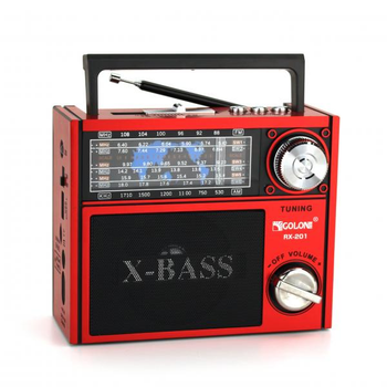 Радиоприемник GOLON RX-201 usb sd card FM/AM/SW фонарик Красный 1300mAh