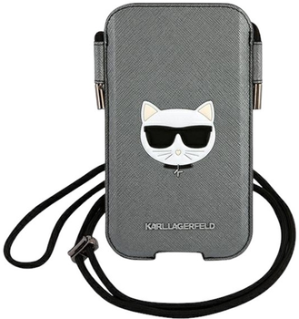 Чохол-сумка Karl Lagerfeld Saffiano Ikonik Choupette Head Grey (3666339018689)