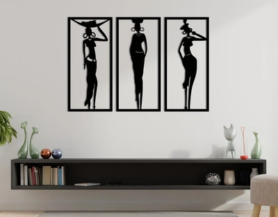 Декоративне панно на стіну з дерева Upwood Decor Африканські жінки African women 50 x 75 см black