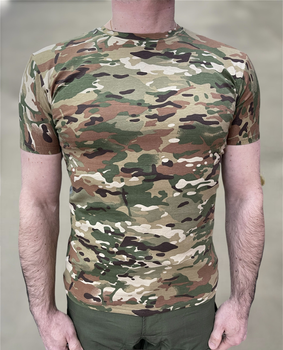 Футболка тактична, Мультикам, розмір L, бавовна (коттон), армійська футболка з коротким рукавом