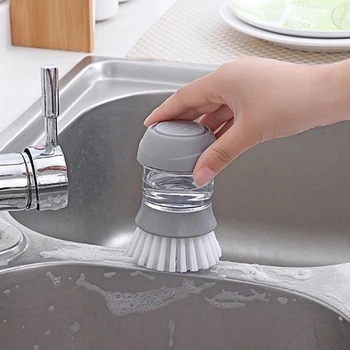 Щітка для посуду з дозатором для миючого засобу Cleaning Pot Brush з підставкою
