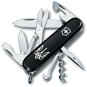 Складной нож Victorinox CLIMBER UKRAINE Трезубец готический белый 1.3703.3_T0630u