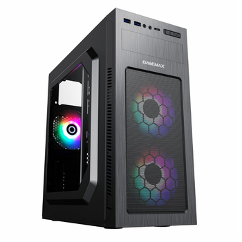 Корпус для компьютера GameMax MT525-2U3TYC-500B с блоком питания Midi-Tower Черный