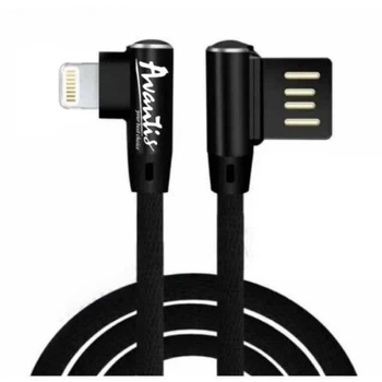 Кабель угловой Avantis AC-47t L-Shape USB - Lightning боковой черный