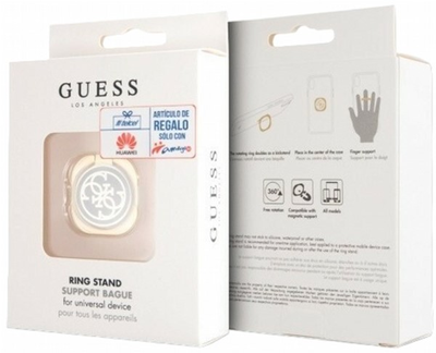 Uchwyt-pierścień na smartfon Guess Ring Stand 4G GURSEQGBK Złoto - Czarny (3700740443583)