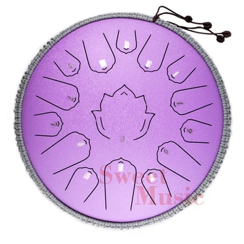 Глюкофон 14" (36см) 15 нот Hluru Huashu TWH15-14 Lavender Carbon Steel Tongue Drum