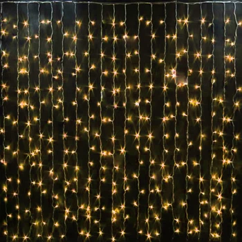 Гирлянда ШТОРА,прозрач. шнур, 3*1.5 м, 240 LED, золото, с переходником