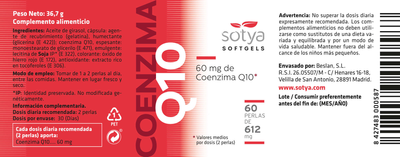 Дієтична добавка Sotya Coenzima Q10 60 перлин(8427483000587)