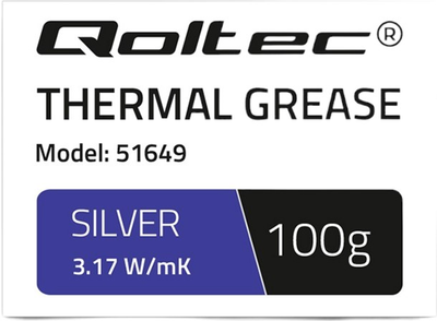 Термопаста Qoltec 3.17 Вт/(м*К) 100 г Silver (5901878516493)