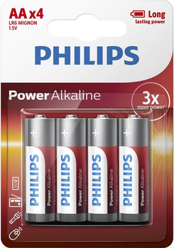 Алкалиновые батарейки Philips Power Alkaline АА 4 шт (LR6P4B/10)