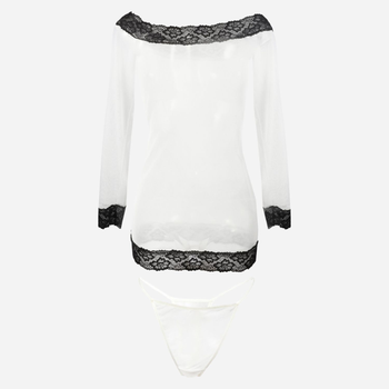 Еротичний комплект (нічна сорочка + трусики-бікіні) жіночий DKaren Ashley S Екрю (5902686565772)