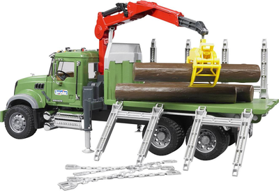 Ciężarówka do drewna Bruder Mack Granite Timber Truck Loading Crane and 3 Trunks (4001702028244)