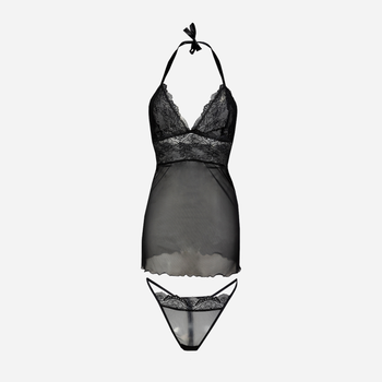 Komplet erotyczny (koszula nocna + majtki-bikini) damski DKaren Arizona XS Czarny (5903251460959)