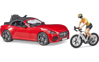 Samochód Bruder Roadster W Road Bike and Figure (03485) (4001702034856)