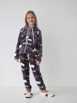 Дитячий теплий комплект (толстовка + штани) для дівчинки Tair kids 893КС 116 см Коти Фіолетовий (2100012280310)