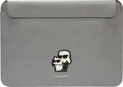 Pokrowiec na laptopa Karl Lagerfeld Saffiano Karl Choupette KLCS14SAKCPMG 14" Srebrny (3666339126650)