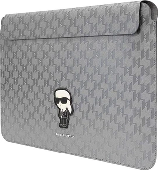 Pokrowiec na laptopa Karl Lagerfeld Saffiano Monogram Ikonik KLCS14SAKHPKG 14" Srebrny (3666339170547)