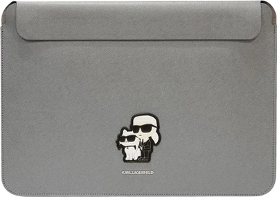 Pokrowiec na laptopa Karl Lagerfeld Saffiano Karl Choupette KLCS16SAKCPMG 16" Srebrny (3666339126667)