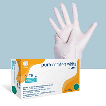 Перчатки нітрилові AMPri PuraComfort White (100 шт./50 пар), білі, розмір S