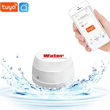Wifi беспроводный датчик утечки воды Tuya Smart Water Leak Detector с оповещением на смартфон, встроенной сиреной