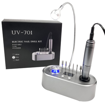 Фрезер для манікюру з підсвічуванням Nail Drill UV-701 40 000 об/м стильний апарат машинка манікюрна для нігтів сірий