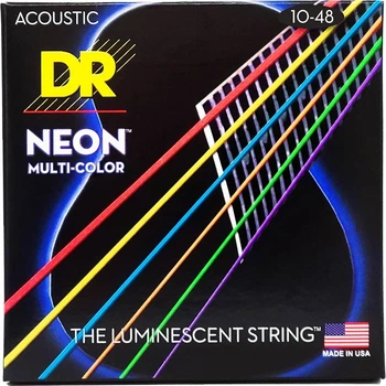 Струны для акустической гитары DR STRINGS NEON MULTI-COLOR ACOUSTIC - EXTRA LIGHT (10-48)