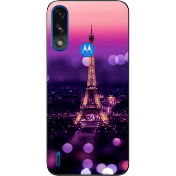Силиконовый чехол SMTT для Motorola Moto E7 Power с картинкой Париж ночью