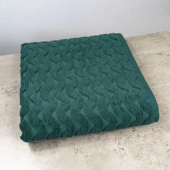 Махровий банний рушник Жакардовий Хвиля GM Textile 100х150см 500г/м2 (Зелений)
