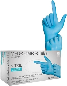 Перчатки нітрилові 5,8 гр., AMPri Med-Comfort Blue (100 шт./50 пар), сині, розмір L