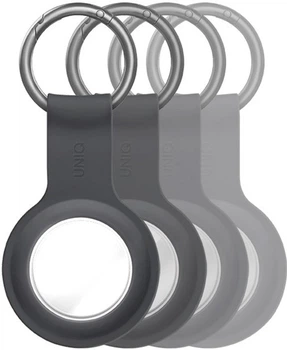 Чехол-брелок Uniq Lino Liquid Silicone для Apple AirTag 4 шт Grey (8886463677391)