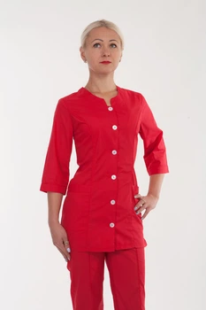 Костюм медичний жіночий червоний батіст 40-60р. Хелслайф 60
