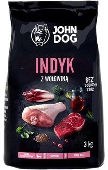 Sucha karma dla psów malych ras John Dog Premium Indyk z wolowina 3 kg (5903246842098)