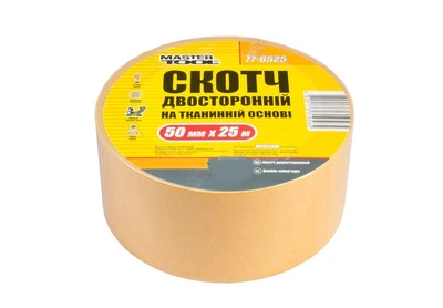 Скотч двусторонний на тканевой основе 50 мм 25 м MASTERTOOL GM (77-6525)