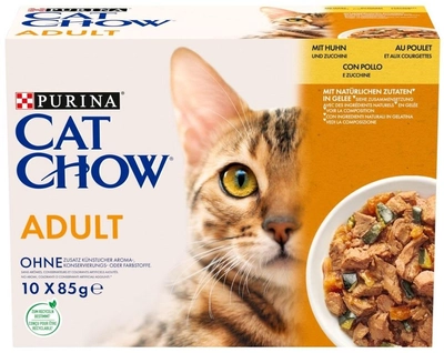 Mokra karma dla kotów Purina Cat Chow Adult z kurczakiem i cukinią 10 x 85 g (7613036596879)