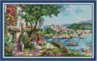 Набір для вишивання за нанесеною на канву схемою The Mediterranean scenery. AIDA 14CT printed, 71*46 см