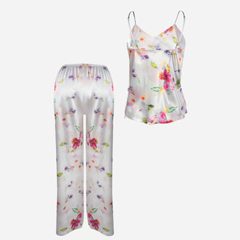 Piżama (podkoszulka + spodnie) damska DKaren Dk-Ki S Biała z różowym i fioletowym (5903251426238)