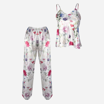 Piżama (podkoszulka + spodnie) damska DKaren Dk-Ki M Biała z różowym (5903251425941)