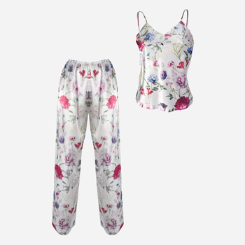 Piżama (podkoszulka + spodnie) damska DKaren Dk-Ki 2XL Biała z różowym (5903251425972)