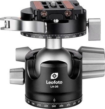Головка штативна Leofoto LH-36PCL+NP-60 кульова, із затискачем ARCA, куля 36мм