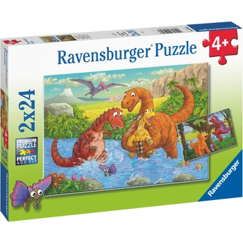 Набір пазлів Ravensburger Гра в динозаврів 26 x 18 см 2 х 24 елементи (4005556050307)